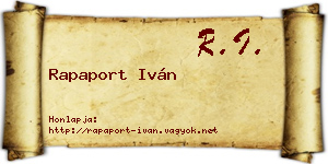 Rapaport Iván névjegykártya