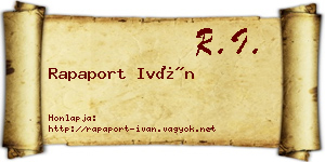 Rapaport Iván névjegykártya